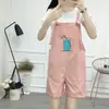 Macacão para Mulheres Primavera e Outono Novo Solto Estilo K Estudante Versátil Estampado Calça de Cinco Quartos Macacão Casual