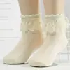 Calcetines de Malla de Algodón Transpirable con Encaje y Volante Princesa Niños Tobillo Corto Blanco Rosa Amarillo para Bebés Niñas Niños Pequeños