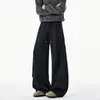 Calça de moletom nova e moderna estilo americano, cinza escuro, de outono, modelagem solta, perna reta, para homens, calça esportiva casual versátil