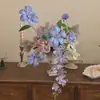 Jardín de Monet Morado Realista Avanzado Flor Artificial Retro Francés Flor de Mano Muebles para el Hogar Accesorios Suaves para Arreglos Florales Ramo de Flores