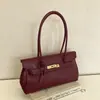 Bolsa de ombro transfronteiriça nova de alta qualidade com fecho de trava, bolsa baguette de design nicho, bolsa feminina, bolsa de ombro nicho luxuosa e elegante