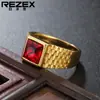 R0101-NK03 joias para comércio exterior atacado ebay novo europeu e americano simples dourado pedra preciosa anel de aço titânio masculino e feminino