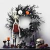 Guirlanda de Halloween Transfronteiriça Crânio Simulado Bola de Natal Casa Assombrada Decoração de Festa de Terror Pendente de Porta Guirlanda Roxa Círculo de Rattan