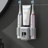 Soporte Eléctrico para Cepillos de Dientes para Parejas Colgador de Cepillos de Dientes Perezoso Automático Dispensador de Pasta de Dientes Montado en la Pared para Inodoro Soporte para Pasta de Dientes sin Perforación