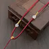 Cordão para Pingente de Jade Dourado Ajustável Tecido à Mão Pingente de Jade Hetian com Corda Corda de Colar Folha para Mulheres e Homens