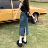 Falda Vaquera Vintage para Mujer Verano 2024 Nueva Cintura Alta Falda de Media Longitud Línea A Falda de Cadera de Longitud Media Primavera y Otoño para Mujer