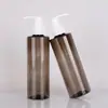 Botella Plana Marrón de 200ml, Botella para Loción, Botella con Dispensador, Bomba de Rosca, Botella para Champú y Gel de Ducha