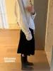 Camiseta de Manga Larga Suelta con Cuello Redondo y Letras Estilo Coreano Fan Sun Xh Dongdaemun Verano Nuevo Top Adelgazante Protector Solar para Mujer