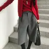 Pantalones de lana de otoño nuevos en stock, estilo coreano, casual, corte holgado, pierna ancha, cropped, pierna recta, para mujer
