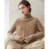 Suéter de cachemira pura de tres capas gruesas para mujer, 100% cachemira pura, de manga larga, capa base para otoño e invierno, suéter casual