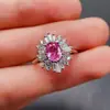 Anillo de Zafiro Rosa Natural Transfronterizo Accesorios para Mujer Nicho de Alta Gama Joyería de Plata 925 5*7 Joyería de Lujo Venta Directa de Fábrica