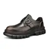 Zapatos Derby de cuero para hombre estilo británico con cordones, zapatos de cuero para exteriores, tendencia gruesa, casual, formal, zapatos de cuero al por mayor