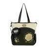 Bolsa de lona multi-color con estampado de pata de oso suave y linda, bolso de mano y bandolera de doble uso, bolsa escolar de gran capacidad para estudiantes
