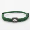 Pulsera Trenzada de Cuerda de Milán Multicolor con Puntos Transfronteriza Loto Blanco Acero Inoxidable Negro Grabado de Letras Cuerda Trenzada Ajustable
