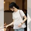 Linda e Suave Camiseta com Babados de Manga Curta para Mulheres, Roupa para o Trajeto de Verão, Elegante e Rejuvenescedora, Top Versátil, Moderno