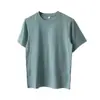 Camiseta Unisex Blanca Pura Clásica Suelta de Manga Corta 180g Algodón Peinado Delgada Regular Moderna Cuello Redondo