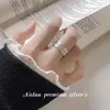 Anel Nalan S925 Prata Esterlina Camada Dupla Gelo Triturado com Diamantes, Exquisito e Simples, Anel Estiloso e Elegante R03768