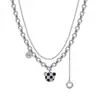 Collar de Oso Cuadriculado de Doble Capa para Mujer, Estilo Chica Dulce y Picante, Diseño Genial, Cadena para Clavícula de Nicho Ins, Cadena para Suéter