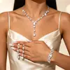 Joyería de Moda Transfronteriza Europea y Americana Tendencia Collares y Pendientes Brillantes Juego de Collares Nupciales de Alta Gama