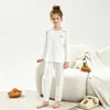 Pijama fino para niños de algodón modal, pantalones de manga larga, traje de ropa interior, pijama para niños y niñas, ropa para el hogar para niños medianos y grandes