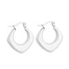 Aretes europeos y americanos retro franceses de acero inoxidable de alta calidad, aretes geométricos huecos de acero de titanio de lujo estilo francés