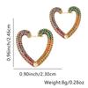 Brincos de Argola Coloridos Geométricos de Entrada Nova Transfronteiriça de Luxo Leve com Microincrustação de Zircônia Simples de Coração Moda INS Exquisitos de Nicho