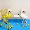 Carrinho de Tênis Multifuncional Cesta Coletora de Bolas para Quadra Interna Externa Carrinho de Tênis Portátil Alta Aparência Carrinho de Treinador Celebridade da Internet