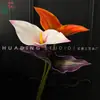 Lirio de Cala de Pétalos Dobles, Flor Grulla de Fuego, Arreglo Floral para Vestíbulo de Hotel, Flor de Seda, Decoración de Pared de Fondo para Exterior, Flor Artificial