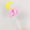 Decoración de pastel de cumpleaños nube blanca arcoíris, inserto de bola de pelo globo aerostático luna tarjeta nube blanca para insertar decoración