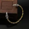 Europeo y Americano Más Vendido Retro Vikingo Cabeza de Cuervo Pulsera Abierta Ajustable para Hombre Punk Fiesta Punk Hip-Hop Mayoreo