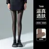 Novas leggings pretas transparentes populares para mulheres em 2026, meias-calças pretas forradas com fleece para outono e inverno, podem ser usadas como roupa exterior, preto