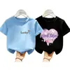 Roupas de Verão para Meninas Camiseta 2026 Nova Estilosa Estilo Coreano Camiseta de Manga Curta de Verão para Meninas Desenho Animado Top Soltinho