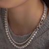 Collar de Botones de Flor de Cáñamo de Perlas Shi Jia de Doble Capa Desmontable para Otoño e Invierno Lujo Ligero Sentido de Gama Alta Cadena de Suéter de Nicho Apilado Elegante