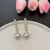 Brincos Pequenos de Pérola Longa Ultrapolida com Diamantes Fragrantes em Estilo Francês, com Design Retrô de Luxo Leve, Brincos Únicos e Versáteis