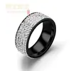 Bestseller transfronterizo europeo y americano: Anillo de acero de titanio con diamantes de cinco filas para mujer, anillo de diamantes popular, anillo de moda con incrustaciones de diamantes para pareja, joyería para manos