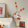 Adornos decorativos temáticos de caqui, caquis artificiales, arreglos de frutas, flores artificiales, adecuados para entradas de casas, escritorios y ventas en transmisiones en vivo