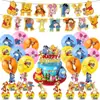 30 Peças Decoração de Festa de Aniversário Tema Ursinho Pooh Bandeira do Pooh Bolo Cartão Balão Decoração de Festa