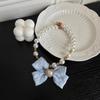 Colar de pérolas para animais de estimação estilo creme, laço elegante, estilo princesa, colar para cães e gatos, acessórios para animais de estimação