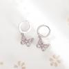 Nuevo Arribo Aretes de Mariposa Calada Hechos a Mano con Circonita Rosa Incrustada Simples Elegantes de Alta Gama Aretes Coreanos con Cierre de Gancho