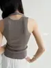 Top de rebaja con diseño de cuello halter cruzado para mujer, de punto acanalado, ajustado, sin mangas, cuello en V