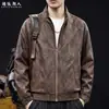 "Impressão com Cera de Óleo" Jaqueta Casual Masculina Outono Solta Gola Alta Zíper Cardigan Roupa Exterior Retro Tendência Marca Tamanho Grande