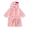 Roupão de Flanela Infantil Outono e Inverno, Toalha de Banho Espessa de Fleece Coral para Meninos e Meninas, Pijama de Casa para Bebê com Capuz