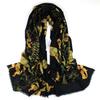 Bufanda de Lana 80% Estampado Digital al por Mayor Otoño e Invierno Chal de Cachemira para Mujer Planta Floral Artístico Retro