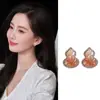 Estilo de Viaje Pendientes de Vidrio con Zirconia y Aguja Plateada Forma de Calabaza Moda Simple Diseño de Pendientes de Gama Alta Pendientes de Nicho para Mujeres