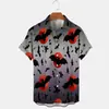 Camisa Casual de Manga Curta com Gola Nova para Homem Amazon Transfronteiriça Camisa com Estampa 3D de Halloween Tops Masculinos e Femininos