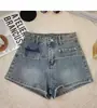 Shorts de mezclilla negros de tiro alto para mujer, nuevo estilo de verano, diseño holgado, hot pants de línea A de nicho