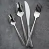 Talheres de Aço Inoxidável Restaurante Ocidental Faca, Garfo e Colher de Alta Qualidade com Padrão Elegante Garfo e Colher de Sobremesa para Chá da Tarde Faca e Garfo para Bife