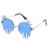 Gafas de Sol de Diamantes Personalizadas de Dibujos Animados Estilo Nuevo para Mujer Moda Europea y Americana Gafas Divertidas Sin Marco de Colores Gafas de Sol de Moda para Street Style