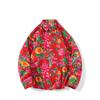 Camisa de manga larga holgada para hombre, nueva moda nacional de primavera 2024, con diseño de peonía y flores del noreste, chaqueta para pareja