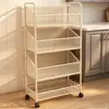 Carrinho Pequeno de Cozinha Prateleira de Armazenamento Doméstica de Chão Móvel Prateleira Multicamadas Cesta de Frutas e Legumes Multifuncional Prateleira de Armazenamento